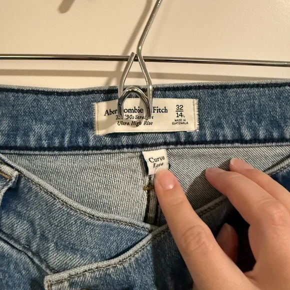 Abercrombie & Fitch The ‘90s Straight Ultra High Rise Blue Jeans Curve Love - Picture 2 of 8